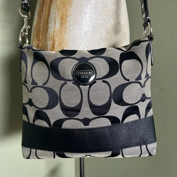 Coach Black and Gray Messenger Crossbody Bag - Picture 6 of 13
